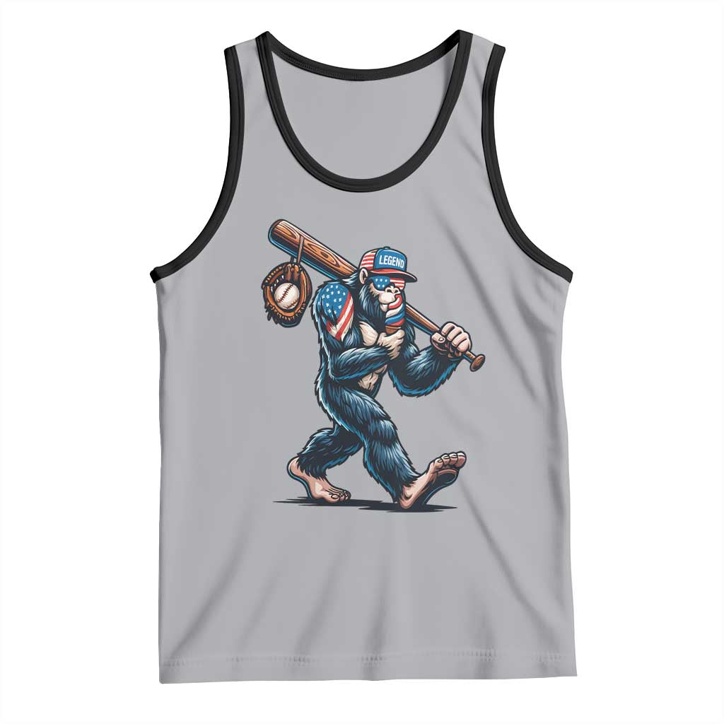 Funny Bigfoot Baseball Tank Top Sasquatch American Flag Ice Cream - Wonder Print Shop