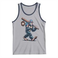 Funny Bigfoot Baseball Tank Top Sasquatch American Flag Ice Cream - Wonder Print Shop