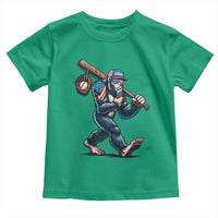 Funny Bigfoot Baseball Toddler T Shirt Sasquatch American Flag Ice Cream - Wonder Print Shop