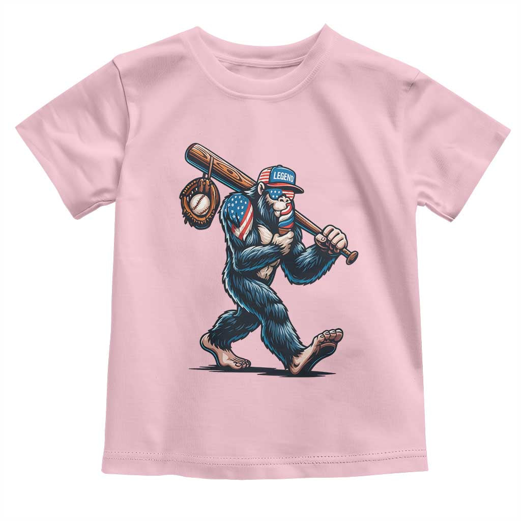 Funny Bigfoot Baseball Toddler T Shirt Sasquatch American Flag Ice Cream - Wonder Print Shop