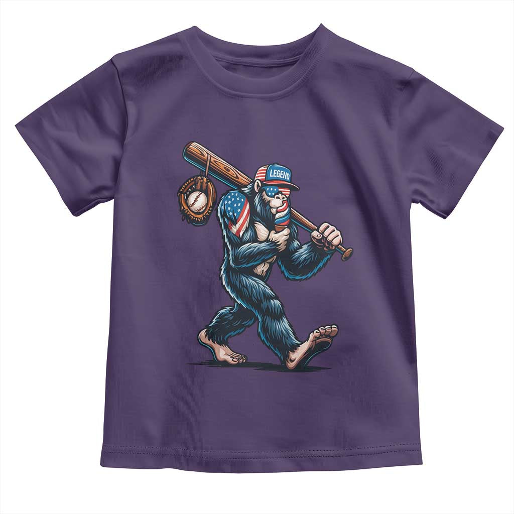Funny Bigfoot Baseball Toddler T Shirt Sasquatch American Flag Ice Cream - Wonder Print Shop
