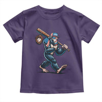 Funny Bigfoot Baseball Toddler T Shirt Sasquatch American Flag Ice Cream - Wonder Print Shop