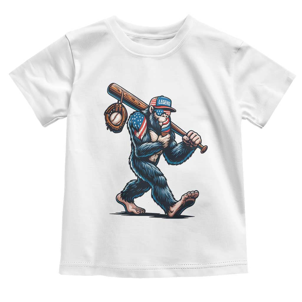 Funny Bigfoot Baseball Toddler T Shirt Sasquatch American Flag Ice Cream - Wonder Print Shop