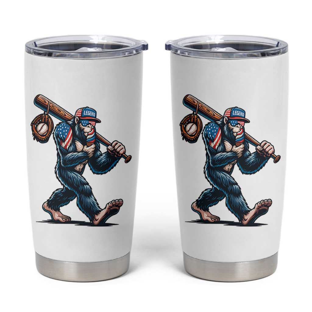 Funny Bigfoot Baseball Tumbler Cup Sasquatch American Flag Ice Cream