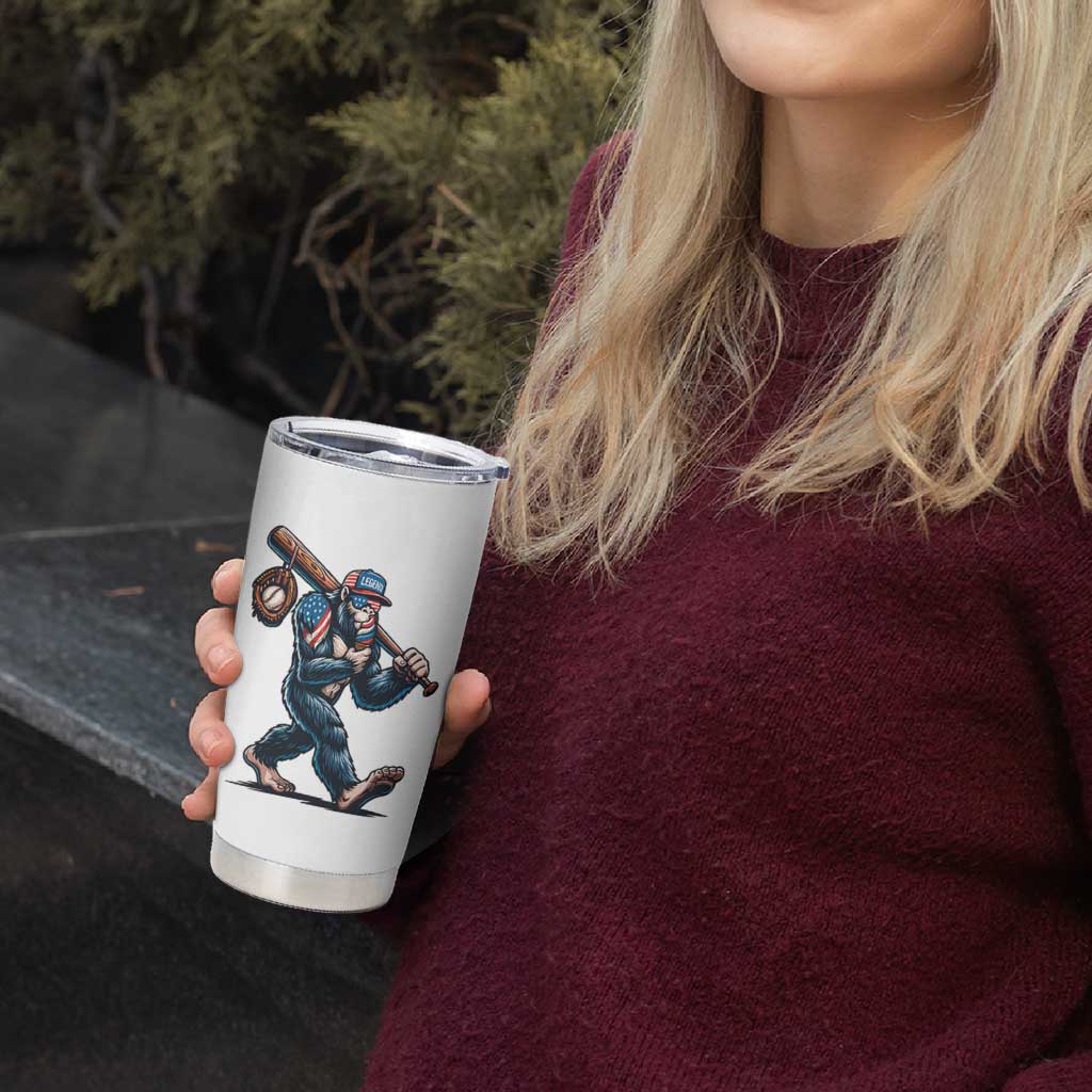 Funny Bigfoot Baseball Tumbler Cup Sasquatch American Flag Ice Cream