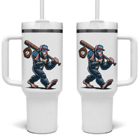 Funny Bigfoot Baseball Tumbler With Handle Sasquatch American Flag Ice Cream