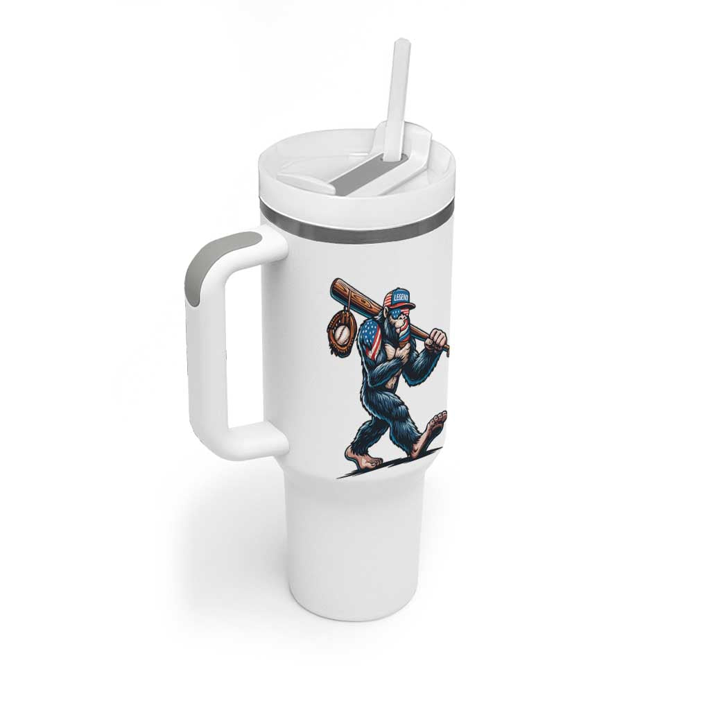 Funny Bigfoot Baseball Tumbler With Handle Sasquatch American Flag Ice Cream