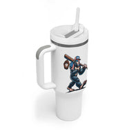 Funny Bigfoot Baseball Tumbler With Handle Sasquatch American Flag Ice Cream