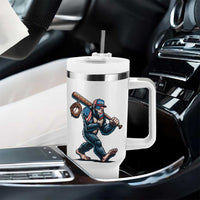 Funny Bigfoot Baseball Tumbler With Handle Sasquatch American Flag Ice Cream
