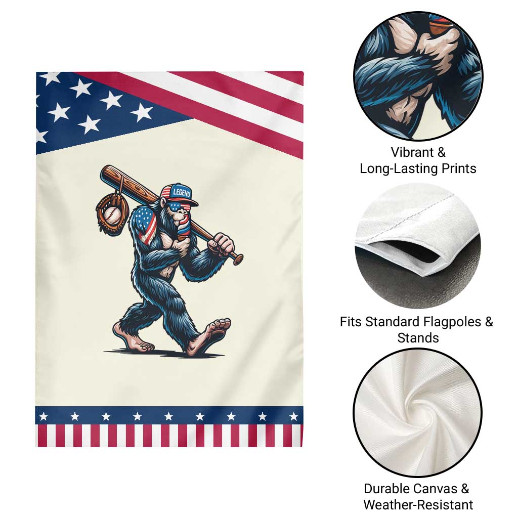 Funny Bigfoot Baseball Garden Flag Sasquatch American Flag Ice Cream