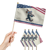 Funny Bigfoot Baseball 4th of July Patriotic Handheld Flag Sasquatch American Flag Ice Cream