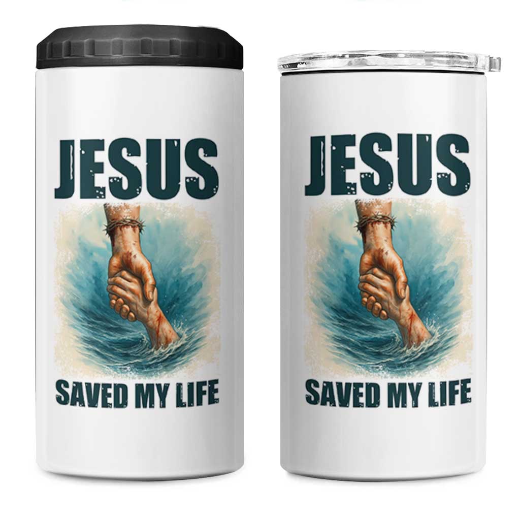 Jesus Saved My Life 4 in 1 Can Cooler Tumbler Christian Bible Verse - Wonder Print Shop