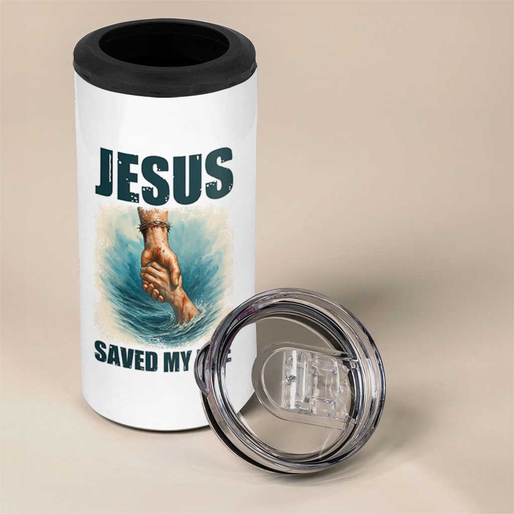 Jesus Saved My Life 4 in 1 Can Cooler Tumbler Christian Bible Verse - Wonder Print Shop