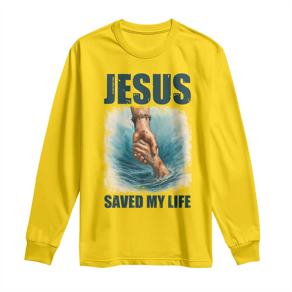 Jesus Saved My Life Long Sleeve Shirt Christian Bible Verse - Wonder Print Shop