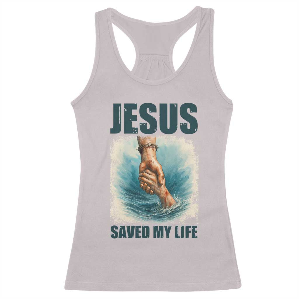 Jesus Saved My Life Racerback Tank Top Christian Bible Verse - Wonder Print Shop