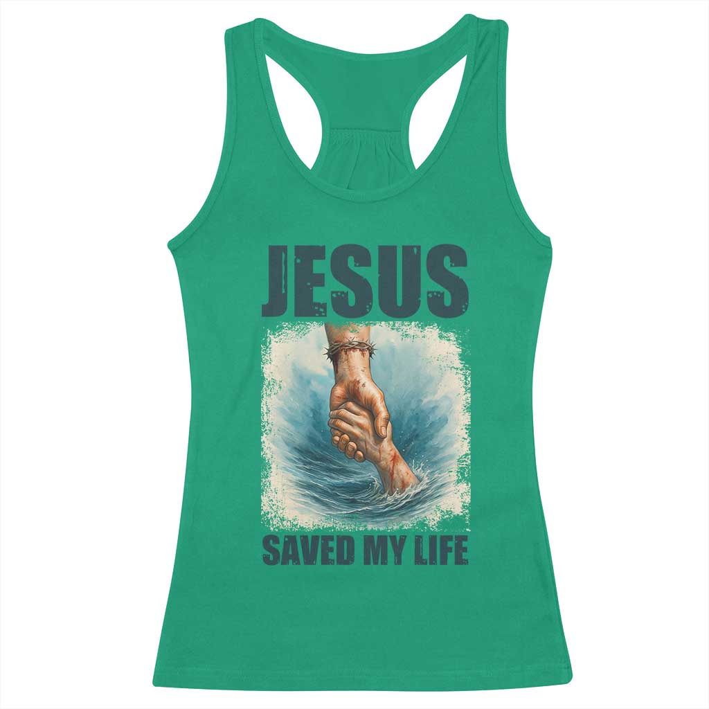 Jesus Saved My Life Racerback Tank Top Christian Bible Verse - Wonder Print Shop