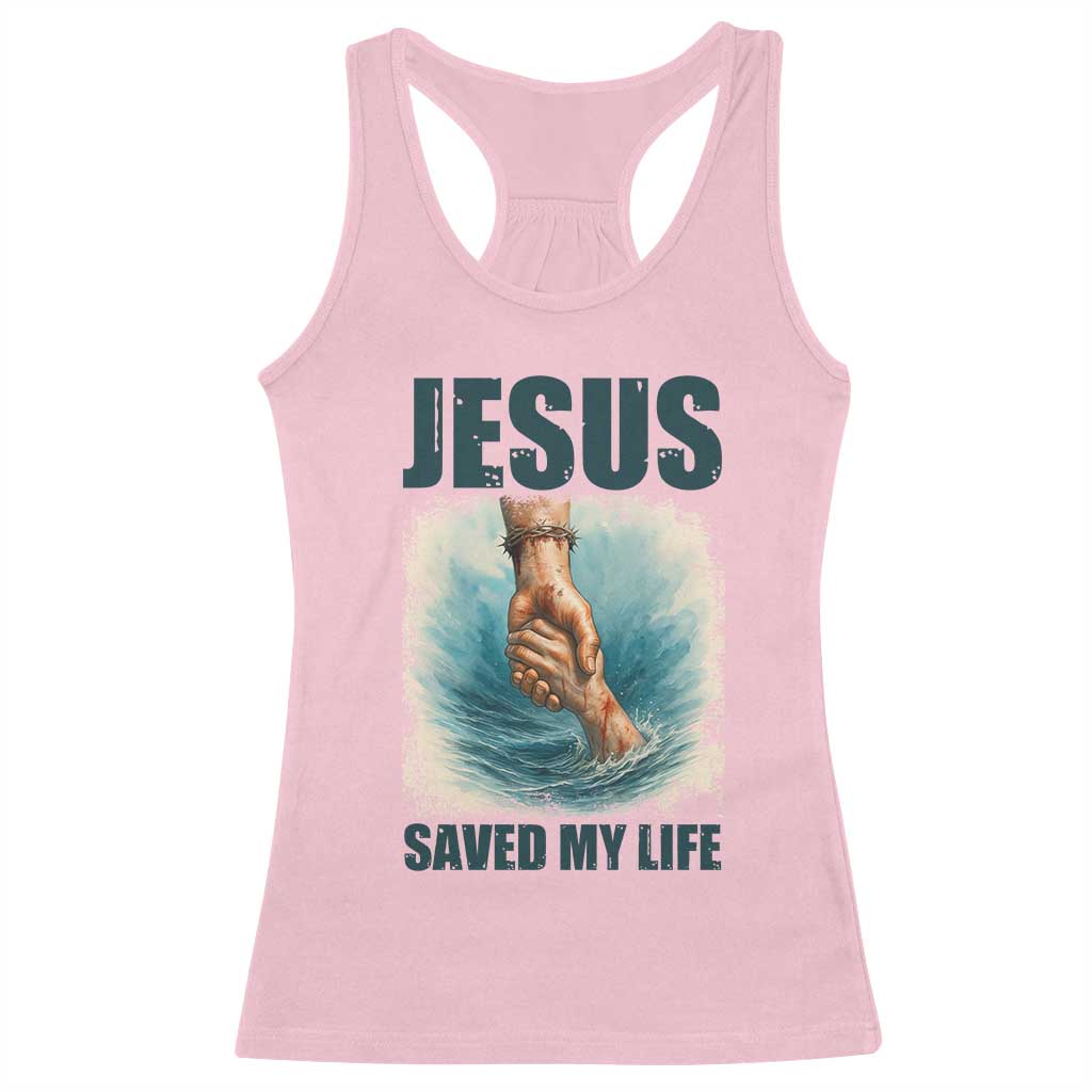 Jesus Saved My Life Racerback Tank Top Christian Bible Verse - Wonder Print Shop