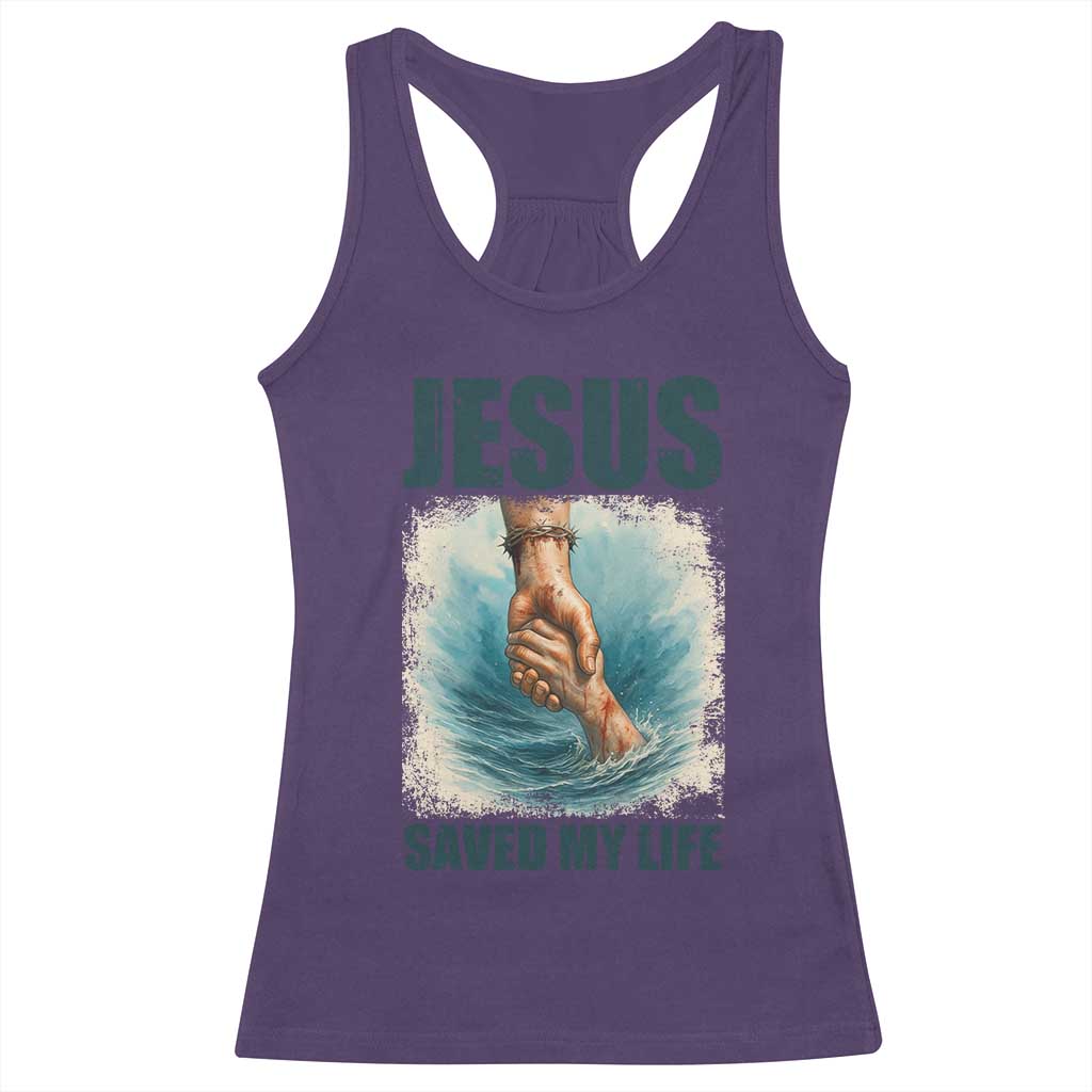 Jesus Saved My Life Racerback Tank Top Christian Bible Verse - Wonder Print Shop