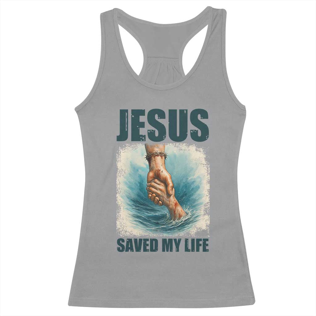 Jesus Saved My Life Racerback Tank Top Christian Bible Verse - Wonder Print Shop