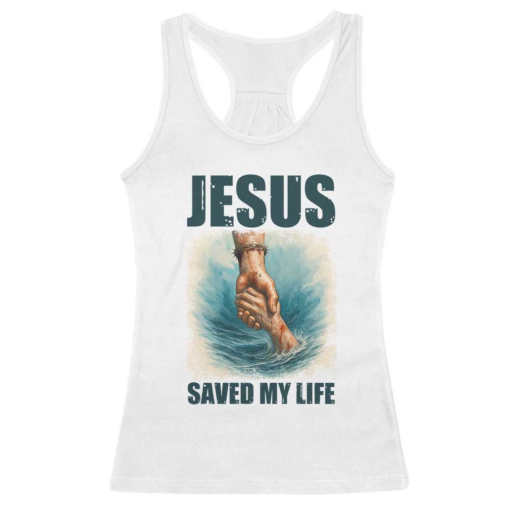 Jesus Saved My Life Racerback Tank Top Christian Bible Verse - Wonder Print Shop