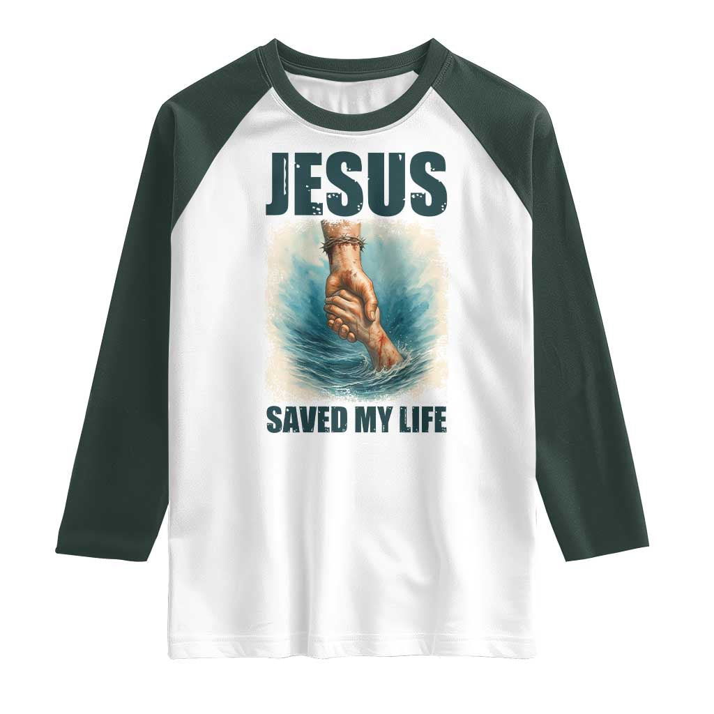 Jesus Saved My Life Raglan Shirt Christian Bible Verse - Wonder Print Shop