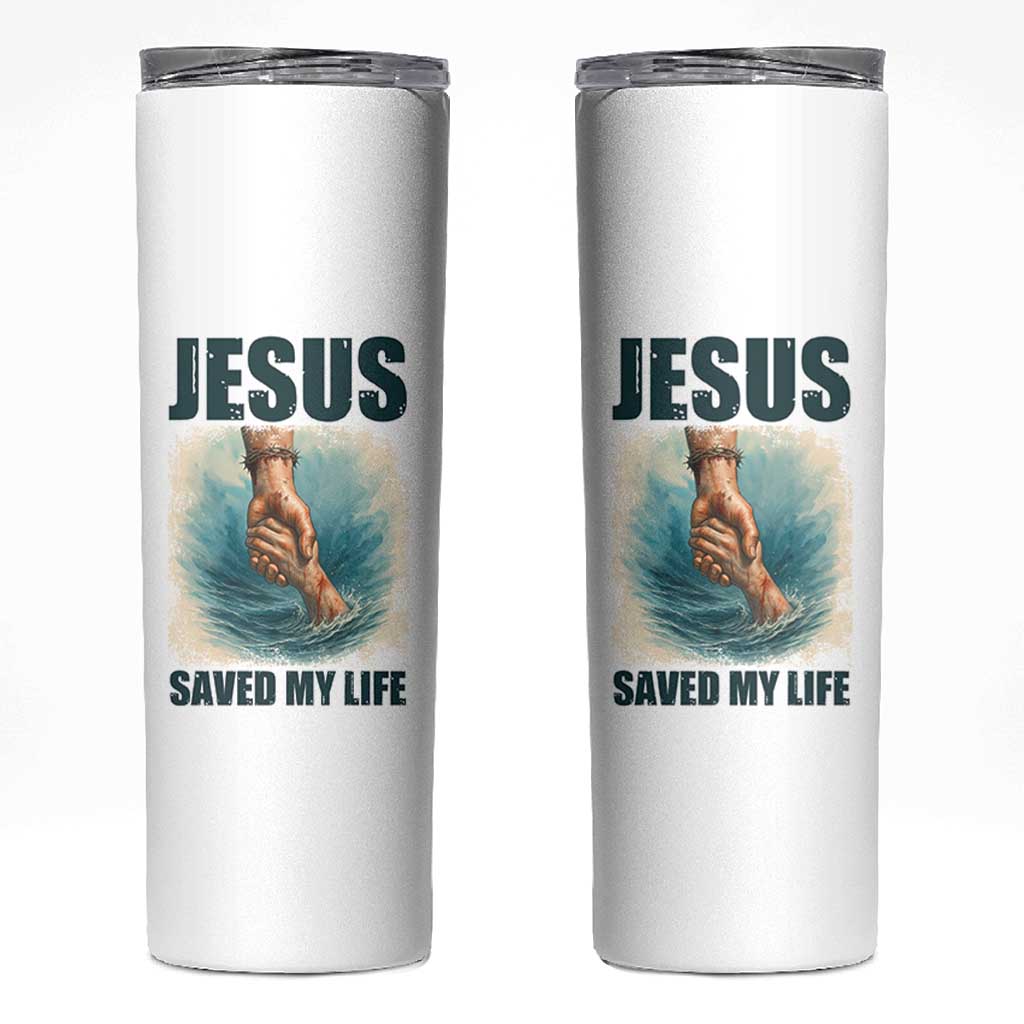 Jesus Saved My Life Skinny Tumbler Christian Bible Verse - Wonder Print Shop