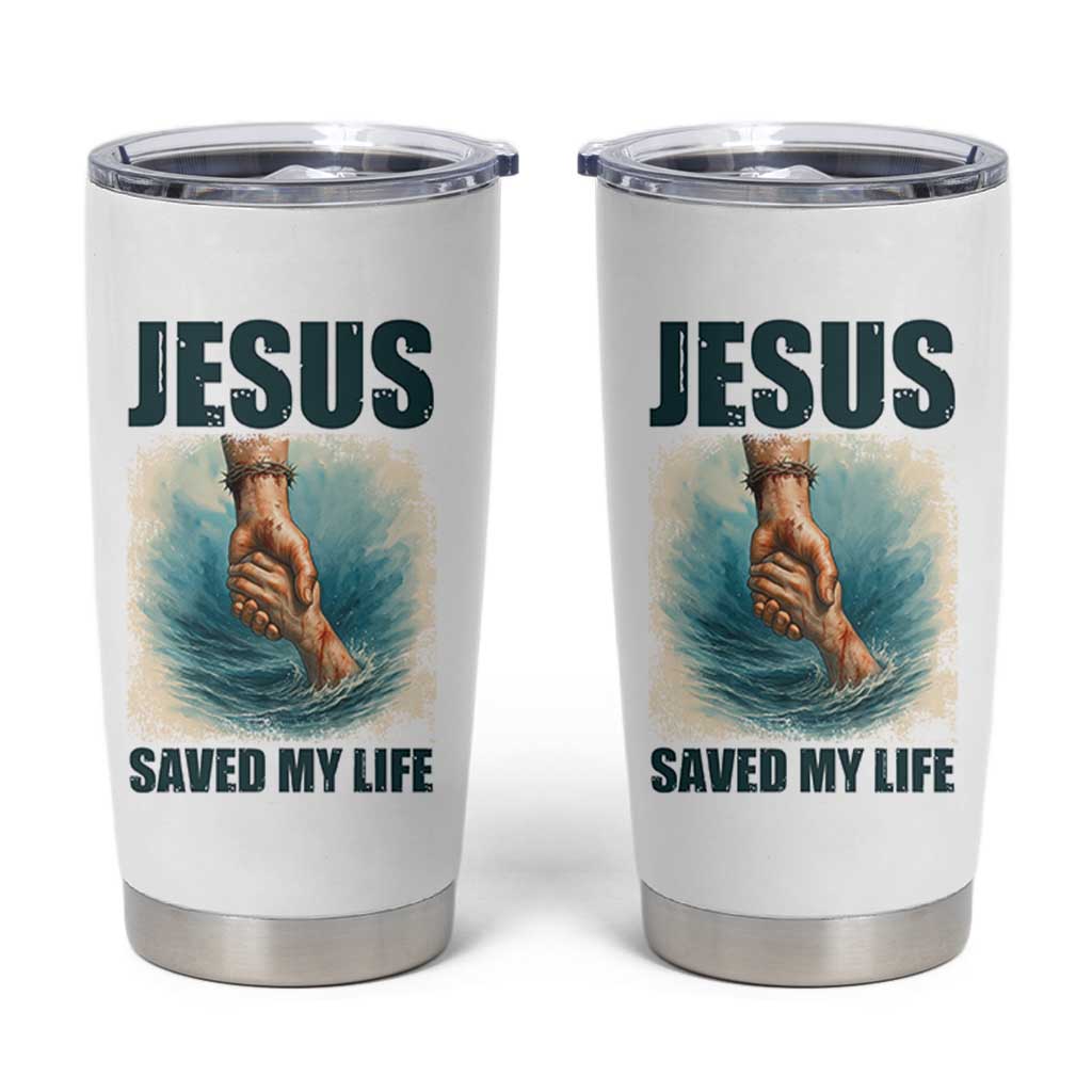 Jesus Saved My Life Tumbler Cup Christian Bible Verse - Wonder Print Shop