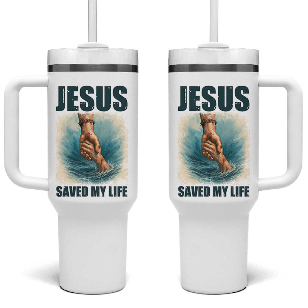 Jesus Saved My Life Tumbler With Handle Christian Bible Verse - Wonder Print Shop