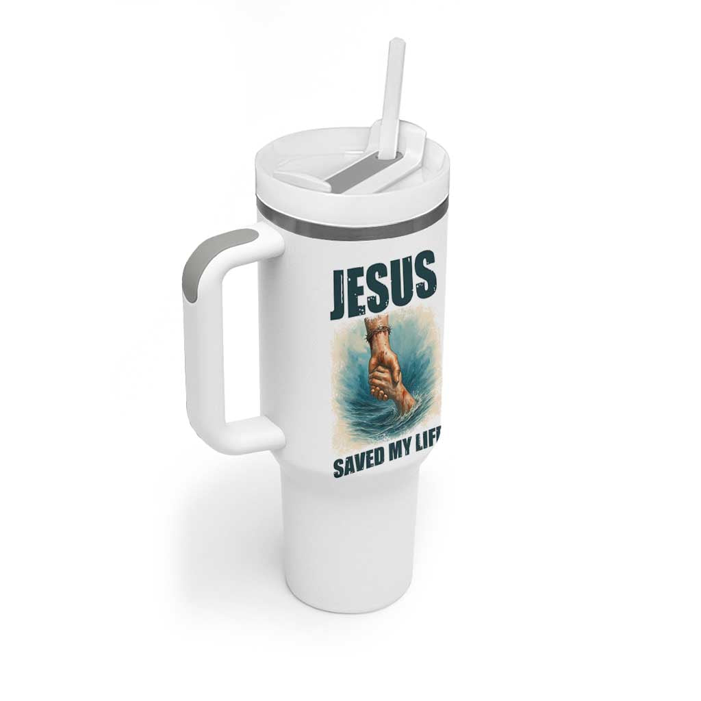 Jesus Saved My Life Tumbler With Handle Christian Bible Verse - Wonder Print Shop