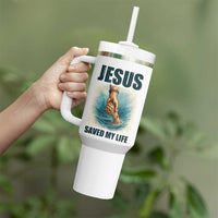 Jesus Saved My Life Tumbler With Handle Christian Bible Verse - Wonder Print Shop