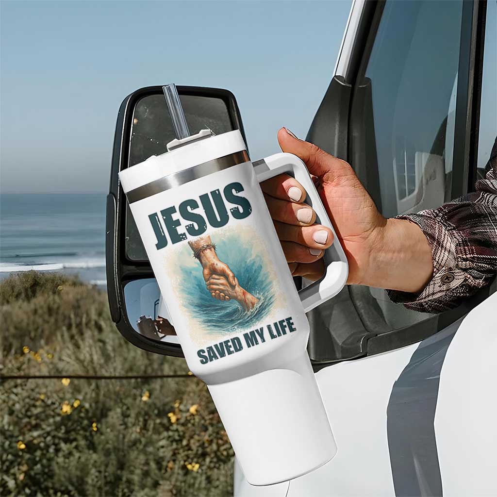 Jesus Saved My Life Tumbler With Handle Christian Bible Verse - Wonder Print Shop