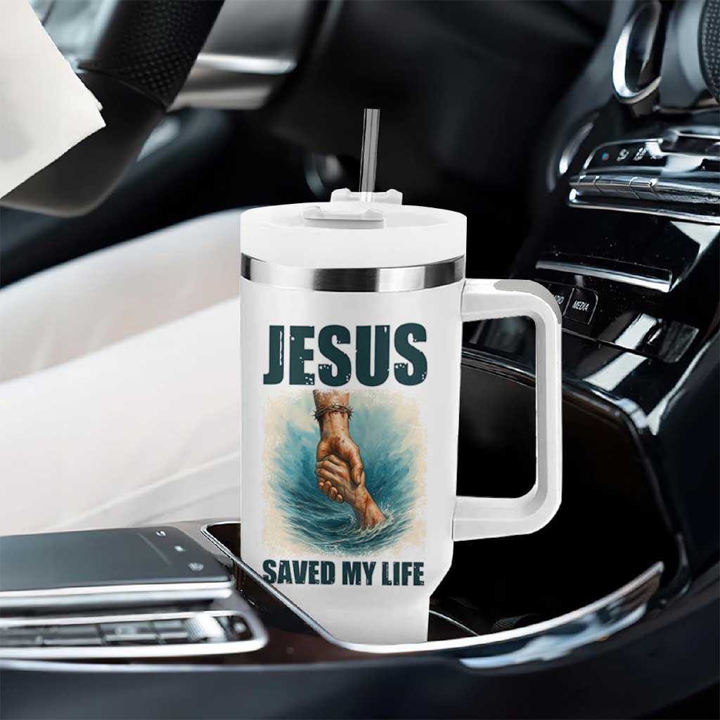 Jesus Saved My Life Tumbler With Handle Christian Bible Verse - Wonder Print Shop