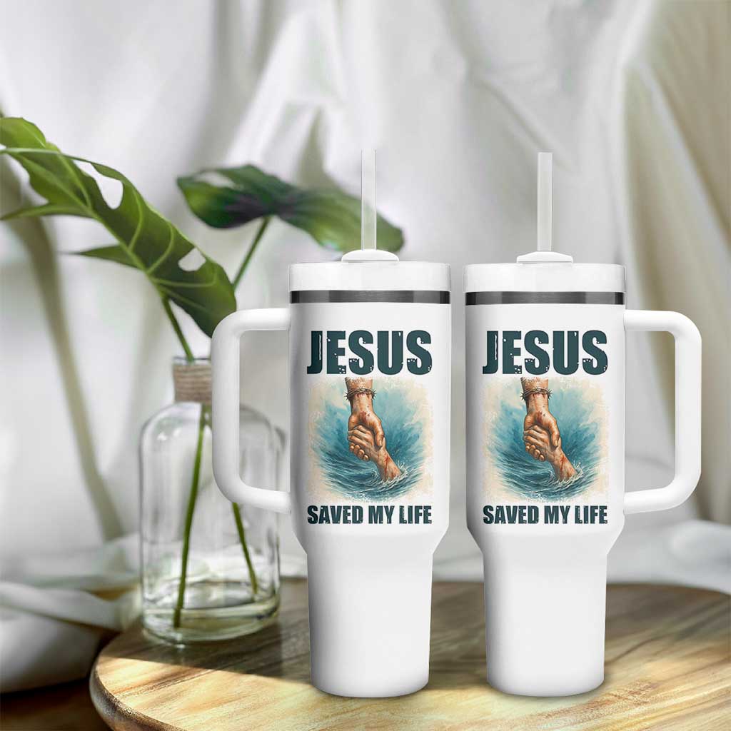Jesus Saved My Life Tumbler With Handle Christian Bible Verse - Wonder Print Shop