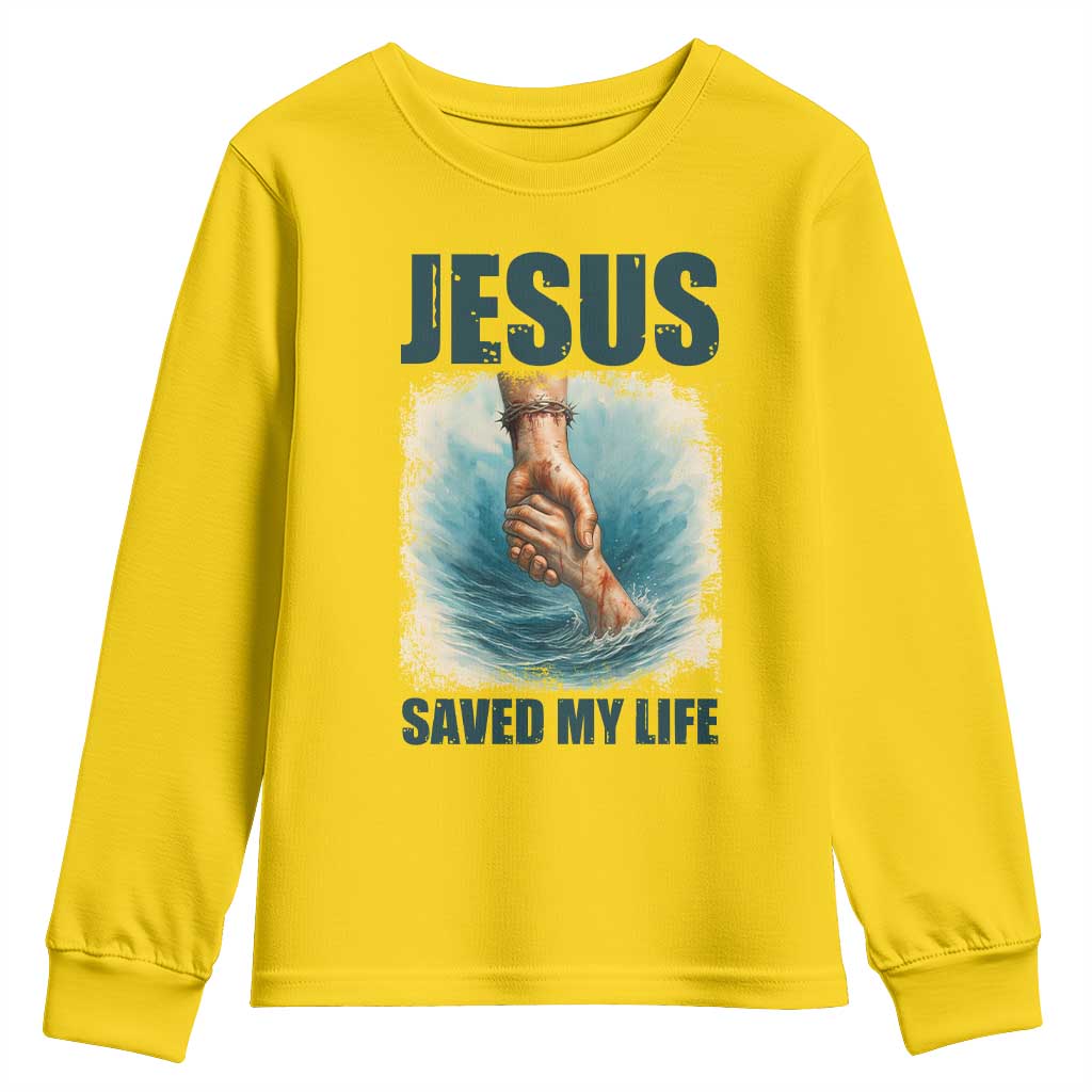 Jesus Saved My Life Youth Sweatshirt Christian Bible Verse - Wonder Print Shop