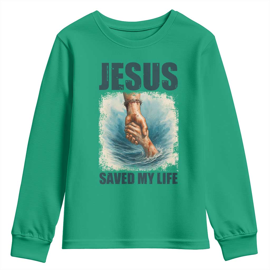 Jesus Saved My Life Youth Sweatshirt Christian Bible Verse - Wonder Print Shop