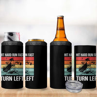 Hit Hard Run Fast Turn Left 4 in 1 Can Cooler Tumbler Funny Jesus Baseball Player