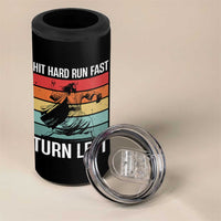 Hit Hard Run Fast Turn Left 4 in 1 Can Cooler Tumbler Funny Jesus Baseball Player
