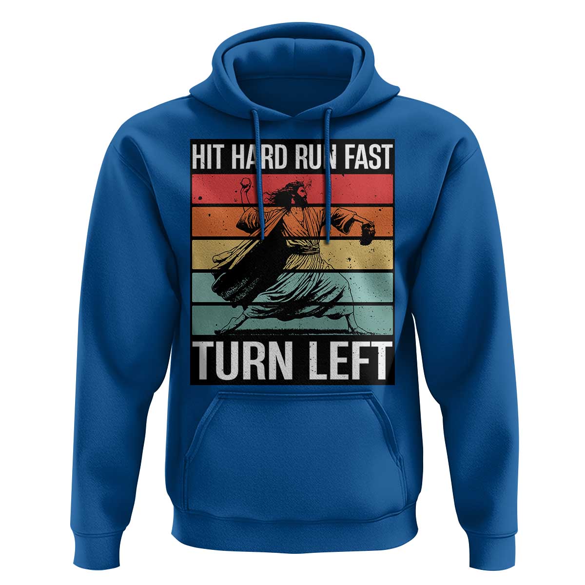 Hit Hard Run Fast Turn Left Hoodie Funny Jesus Baseball Player - Wonder Print Shop