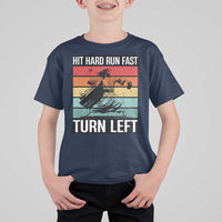 Hit Hard Run Fast Turn Left T Shirt For Kid Funny Jesus Baseball Player - Wonder Print Shop