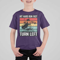Hit Hard Run Fast Turn Left T Shirt For Kid Funny Jesus Baseball Player - Wonder Print Shop