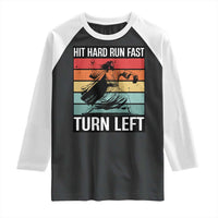 Hit Hard Run Fast Turn Left Raglan Shirt Funny Jesus Baseball Player - Wonder Print Shop