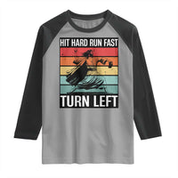 Hit Hard Run Fast Turn Left Raglan Shirt Funny Jesus Baseball Player - Wonder Print Shop