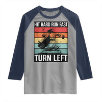 Hit Hard Run Fast Turn Left Raglan Shirt Funny Jesus Baseball Player - Wonder Print Shop