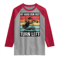 Hit Hard Run Fast Turn Left Raglan Shirt Funny Jesus Baseball Player - Wonder Print Shop