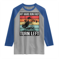 Hit Hard Run Fast Turn Left Raglan Shirt Funny Jesus Baseball Player - Wonder Print Shop