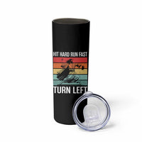 Hit Hard Run Fast Turn Left Skinny Tumbler Funny Jesus Baseball Player