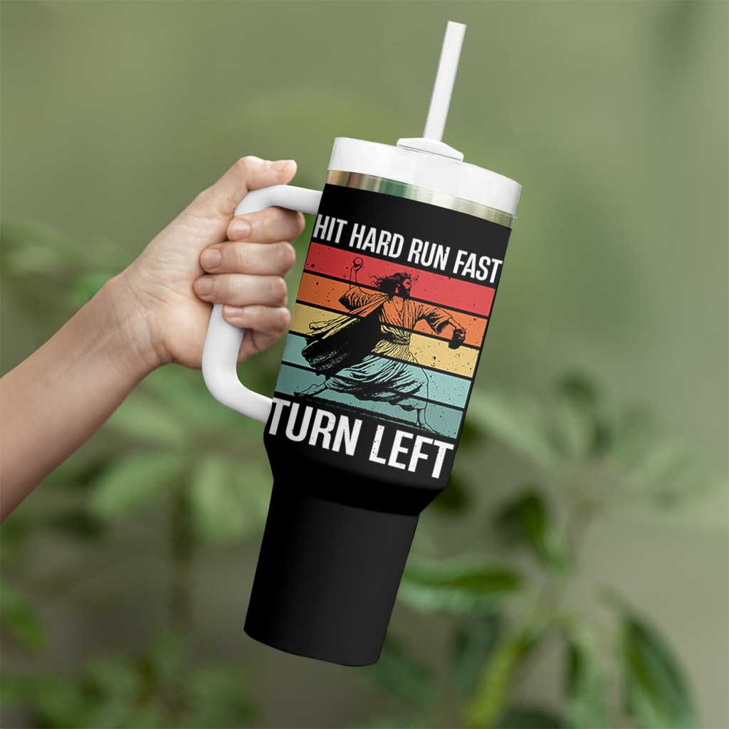 Hit Hard Run Fast Turn Left Tumbler With Handle Funny Jesus Baseball Player