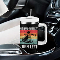 Hit Hard Run Fast Turn Left Tumbler With Handle Funny Jesus Baseball Player