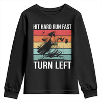Hit Hard Run Fast Turn Left Youth Sweatshirt Funny Jesus Baseball Player - Wonder Print Shop