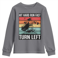 Hit Hard Run Fast Turn Left Youth Sweatshirt Funny Jesus Baseball Player - Wonder Print Shop